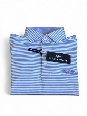 Brand New Harlestons - Men's Purple & White Striped Polo - Olympic Club